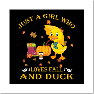 Just A Girl Who Loves Fall & Duck Funny Thanksgiving Gift Posters and Art